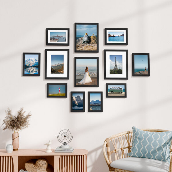Vittanly 12 Pack Picture Frames Collage Wall Decor for Mounting or Tabletop Display, Multi Sizes Including 8x10, 5x7, 4x6
