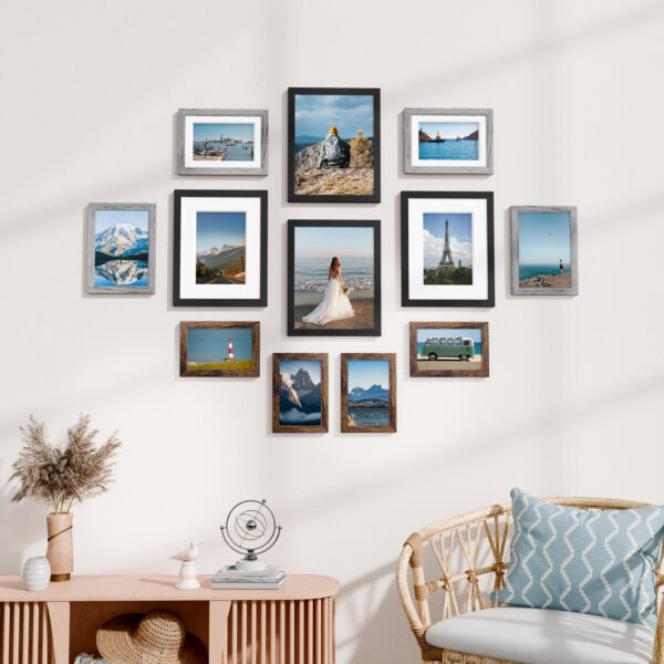 Vittanly 12 Pack Picture Frames Collage Wall Decor for Mounting or Tabletop Display, Multi Sizes Including 8x10, 5x7, 4x6