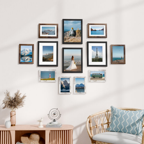 Vittanly 12 Pack Picture Frames Collage Wall Decor for Mounting or Tabletop Display, Multi Sizes Including 8x10, 5x7, 4x6