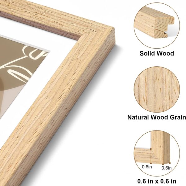 Vittanly Picture Frame - Solid Natural Wood Frame with Shatterproof Plexiglass, Includes Mat, Wall Hanging or Tabletop Display for Photos, Art, Home & Office Decor