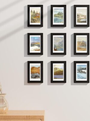 Vittanly Picture Frames Set of 9, Shatter Resistant Plexiglass, Display Pictures with Mat or without Mat, Photo Frames for Wall or Tabletop, Engineered Wood