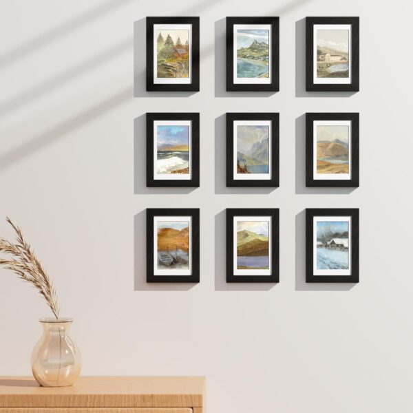 71g7vTrjm5L._AC_SL1500_ Vittanly Picture Frames Set of 9, Shatter Resistant Plexiglass, Display Pictures with Mat or without Mat, Photo Frames for Wall or Tabletop, Engineered Wood