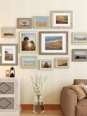 Vittanly Picture Frame Set of 4, Vintage Photo Frame for Wall or Tabletop, Rustic Farmhouse Home Decor