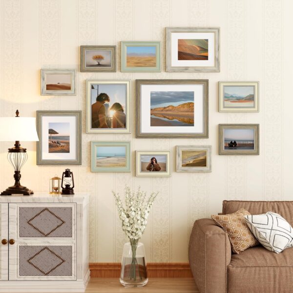 Vittanly Picture Frame Set of 4, Vintage Photo Frame for Wall or Tabletop, Rustic Farmhouse Home Decor