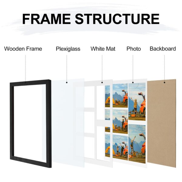 Vittanly Collage Picture Frame, Displays Different Pictures with Mat or without Mat, Picture Frames Collage Wall Decor for Horizontal or Vertical Display, 1 Pack