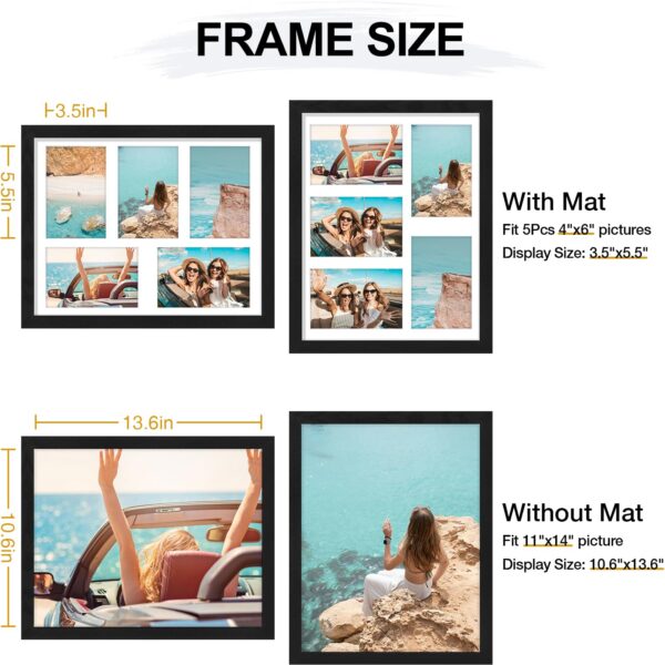 Vittanly Collage Picture Frame, Displays Different Pictures with Mat or without Mat, Picture Frames Collage Wall Decor for Horizontal or Vertical Display, 1 Pack