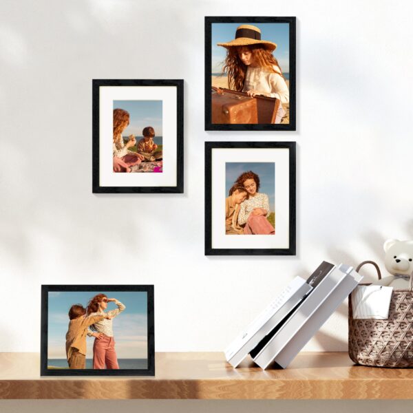 Vittanly 4 Pack Picture Frames, Engineered Wood with HD Plexiglass, Wall Gallery Photo Frames for Wall or Tabletop