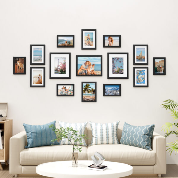 Vittanly 15 Pack Picture Frames Collage Wall Decor, Gallery Wall Frame Set for Wall or Tabletop Display, Multi Sizes with Three 8x10, Six 5x7, and Six 4x6 Photo Frames