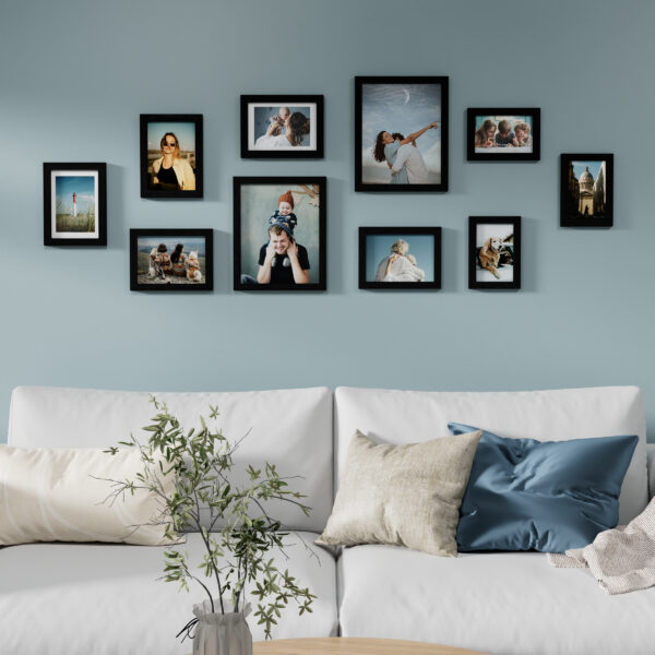 Vittanly 10 Pack Picture Frames Collage Wall Decor, Gallery Wall Frame Set for Wall or Tabletop Display, Engineered Wood and Shatter-resistant Plexiglass, Multi Sizes with 8x10, 5x7, 4x6 Frames