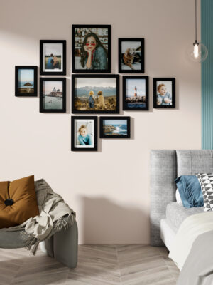 场景图 Vittanly 10 Pack Picture Frames Collage Wall Decor, Gallery Wall Frame Set for Wall or Tabletop Display, Engineered Wood and Shatter-resistant Plexiglass, Multi Sizes with 8x10, 5x7, 4x6 Frames