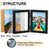 Vittanly Double Picture Frame, Hinged 2 Opening MDF Photo Frames with Plexiglass, Tabletop Stand