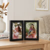 Vittanly Double Picture Frame, Hinged 2 Opening MDF Photo Frames with Plexiglass, Tabletop Stand