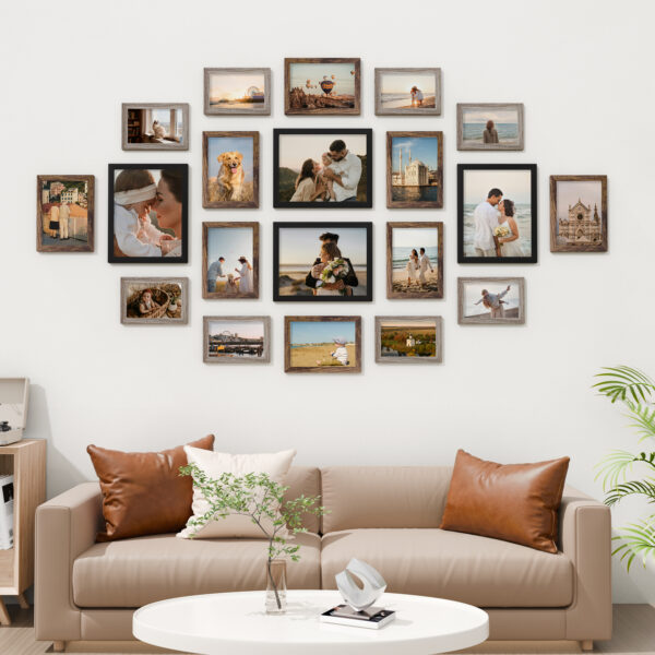 Vittanly 20 Pack Picture Frames Collage Wall Decor, Gallery Wall Frame Set for Wall or Tabletop Display, Multi Sizes with 8x10, 5x7, 4x6