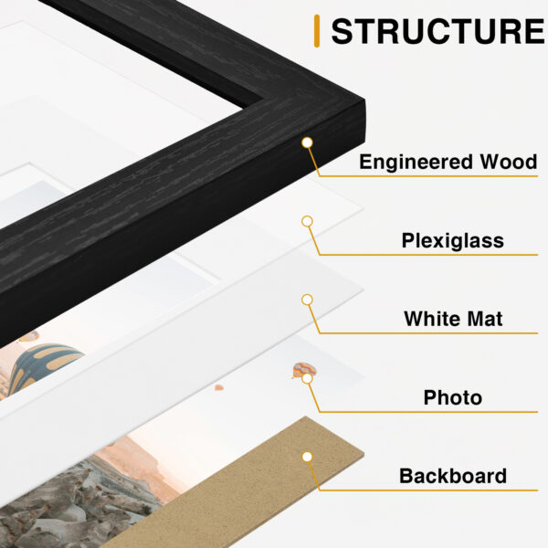 Vittanly 20 Pack Picture Frames Collage Wall Decor, Gallery Wall Frame Set for Wall or Tabletop Display, Multi Sizes with 8x10, 5x7, 4x6