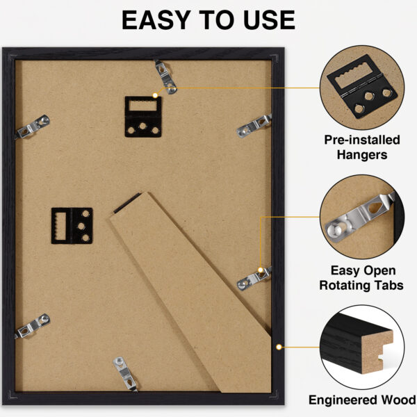 Vittanly 5 Pack Picture Frames, Gallery Wall Frame Set for Wall Mounting or Tabletop, Engineered Wood with Shatter Resistant Plexiglass