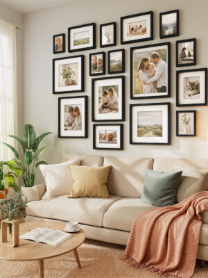 Vittanly Solid Wood Picture Frame Set of 4, Picture Frames for Wall or Tabletop Display