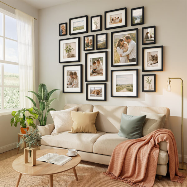 Vittanly Solid Wood Picture Frame Set of 4, Picture Frames for Wall or Tabletop Display