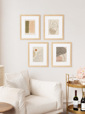 Vittanly Picture Frame Set of 4, Made of Solid Wood Covered by Plexiglass, Display Pictures with Mat or without Mat, Photo Frame for Wall or Tabletop, Natural