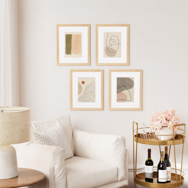 Vittanly Picture Frame Set of 4, Made of Solid Wood Covered by Plexiglass, Display Pictures with Mat or without Mat, Photo Frame for Wall or Tabletop, Natural