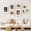 Vittanly Picture Frame Set of 4, Made of Solid Wood Covered by Plexiglass, Display Pictures with Mat or without Mat, Photo Frame for Wall or Tabletop, Natural