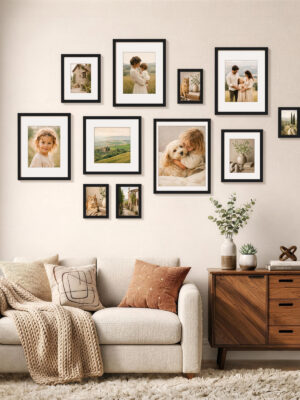 Vittanly 5 Pack Picture Frames, Gallery Wall Frame Set for Wall Mounting or Tabletop, Engineered Wood with Shatter Resistant Plexiglass