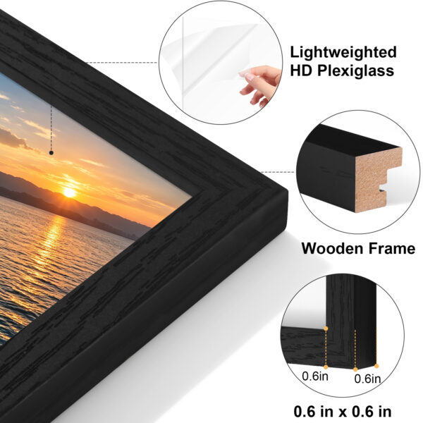 Vittanly Double Picture Frame, Hinged 2 Opening MDF Photo Frames with Plexiglass, Tabletop Stand