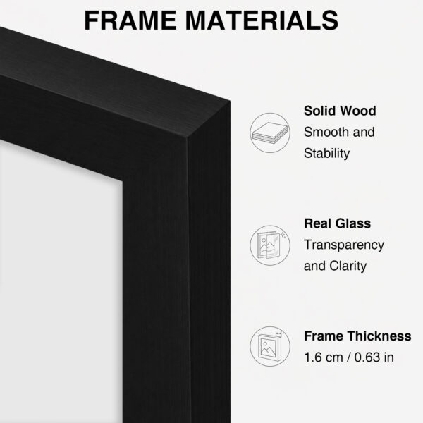 Picture Frame with Solid Wood & Real Glass